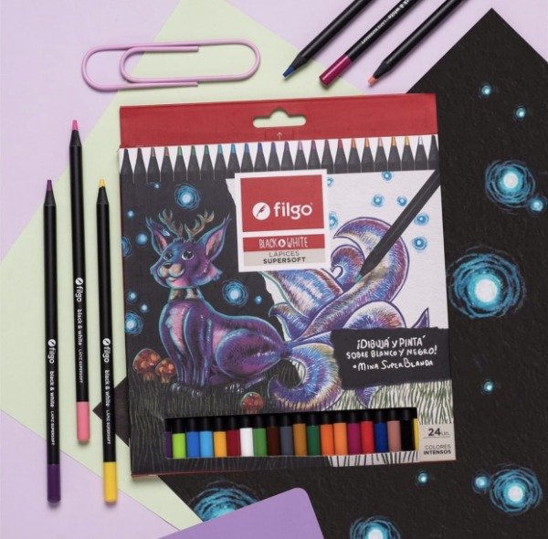 Producto - Lápices de colores Supersoft Filgo Black /White x 24