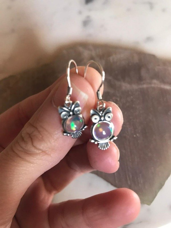 Producto - AROS BUHO EN ÓPALO NATURAL PLATA 925