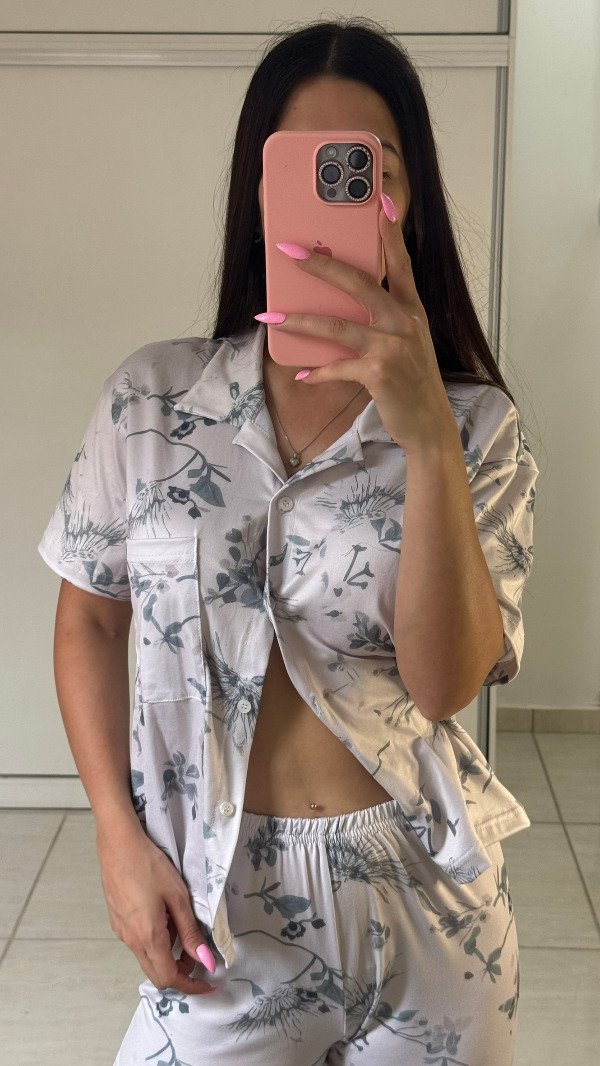 Producto - Camisero modal soft - Flores Gris