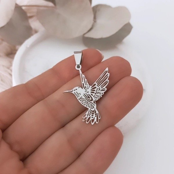 Producto - DIJE ACERO COLIBRÍ CALADO  cod 2