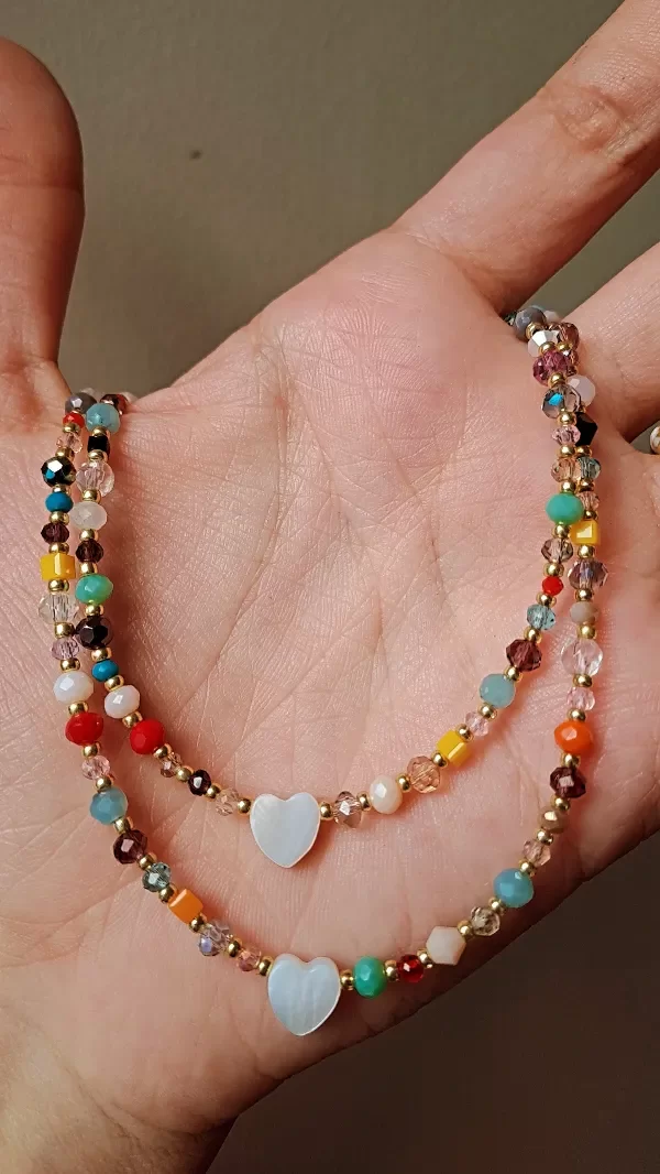 Producto - Collar con Mix de Cristales y Corazon Nacar