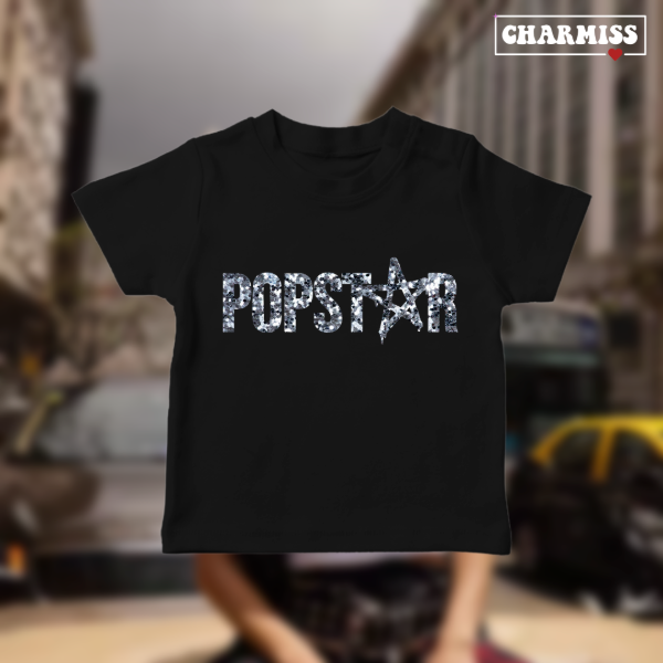 Producto - Baby Tee- Popstar Vinilo Glitter Plateado