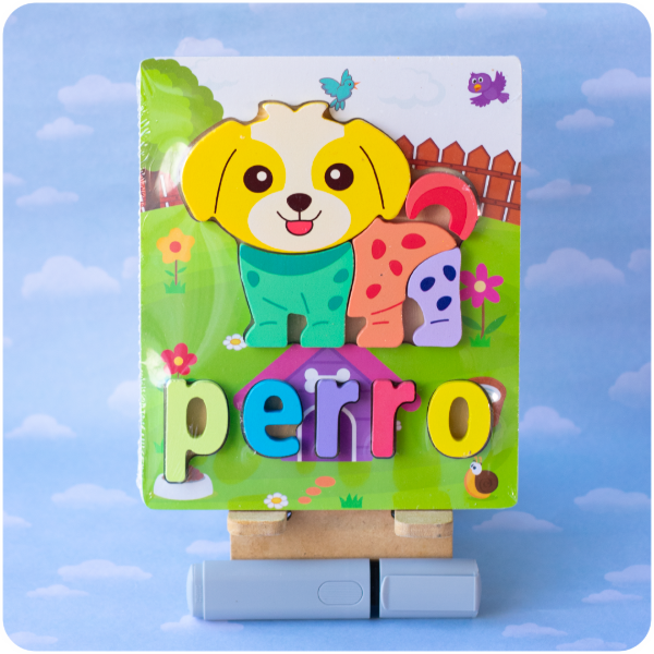 Producto - Rompecabeza Encastrable de Madera 3D con Letras - Perro