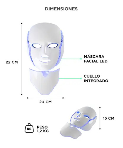 Producto - Mascara facial led -terapia fotodionmica -antiacon/rejuvenecimiento -192 luces - - 5