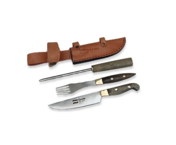 Producto - Juego triple J un boton cabo madera, hoja acero inoxidable  Articulo 1011