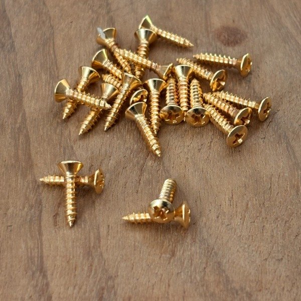 Producto - Tornillos para Pickguard de Acero inoxidable Bañados en Oro por unidad