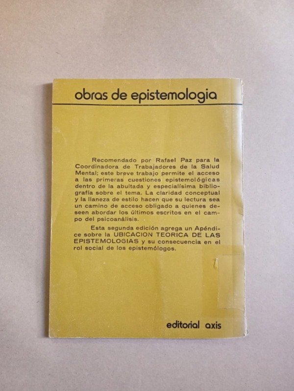 Producto - Para una epostemología del psicoanálisis - Américo Vallejo - AXIS 1975 - 1