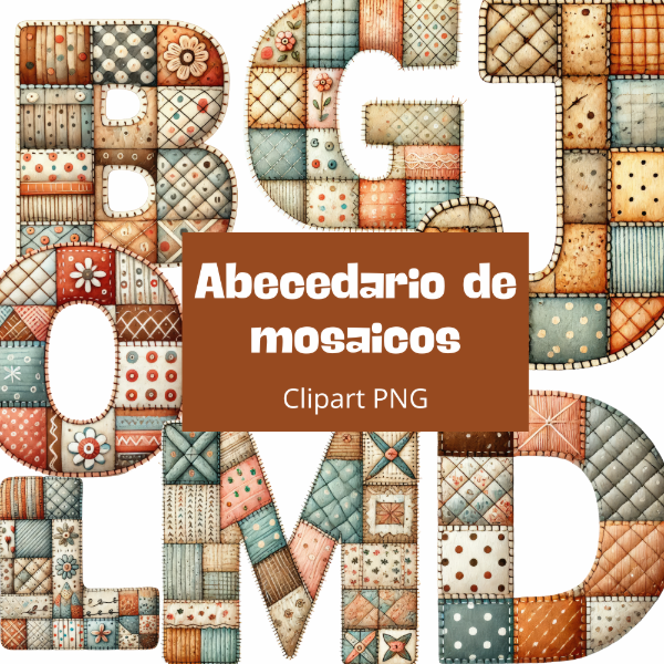 Producto - Abecedario estilo Mosaicos - imágenes PNG - AL26
