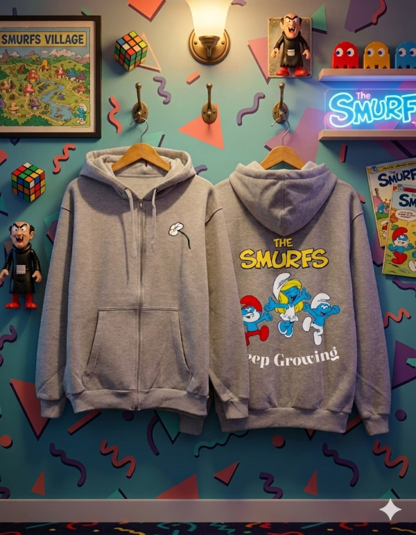 Producto - Campera Algodon con Capucha Pitufos Gris