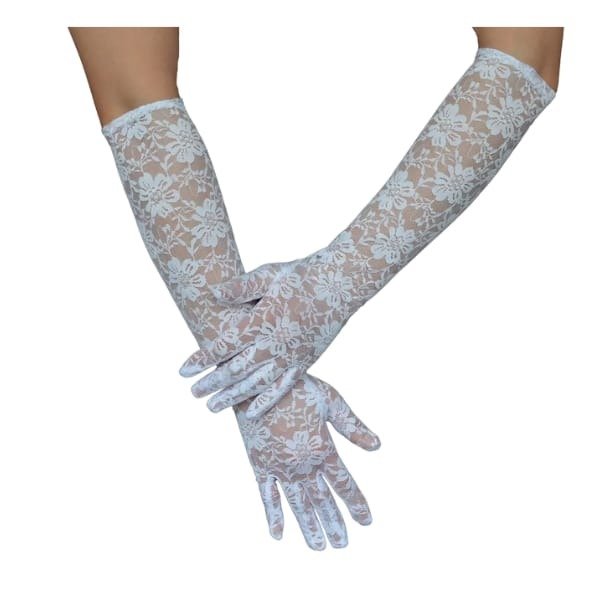 Producto - Guantes de encaje largos color blanco (40cm)