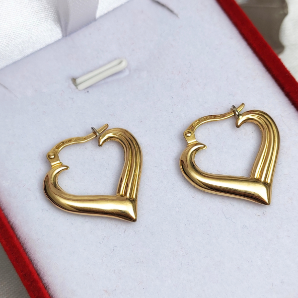 Producto - Aros argolla Corazón inflado Oro 18kt Italiano - 1