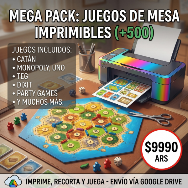 Producto - N41: MEGA PACK +500 JUEGOS DE MESA IMPRIMIBLES, CREÁ TUS PROPIOS JUEGOS EN CASA