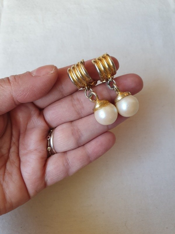 Producto - Aros Clips Colgantes Perlas Fab