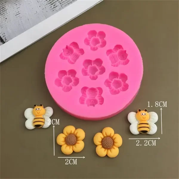 Producto - Molde de silicona abejitas y flores