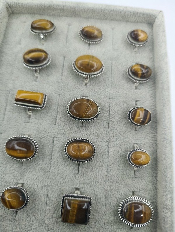 Producto - Anillo baño en plata de piedra ojo de tigre - 1