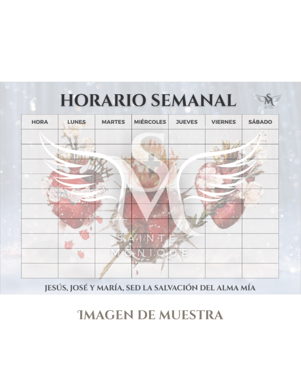 Producto - Horario semanal DIGITAL - Sagrados Corazones Acuarela