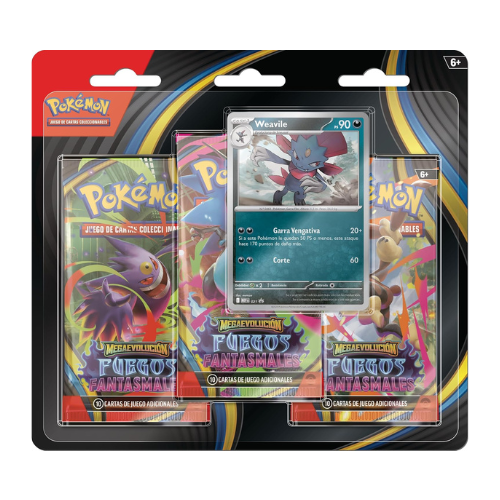 Producto - Pack 3 Sobres Originales POKÉMON TCG - MegaEvolución Llamaradas Fantasmales