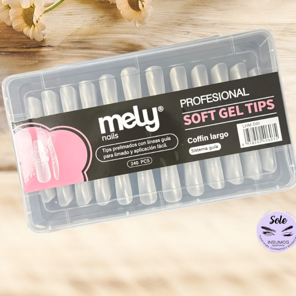 Producto - TIPS SOFT GEL COFFIN LARGO MELY 240 unidades