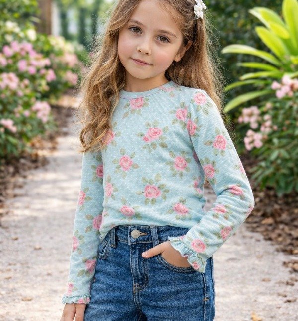 Producto - REMERA MINI WAFFLE - ROSAS (VERDE)