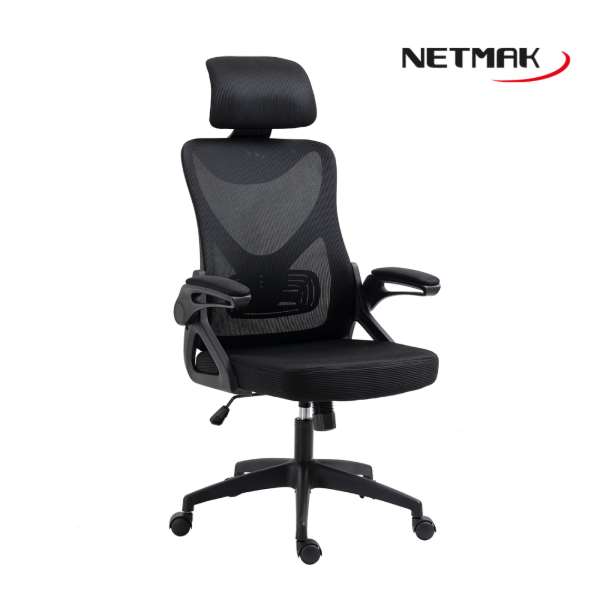 Producto - Silla oficina -apoyabrazos regulables -5 ruedas -respaldo y asiento de tela mesh