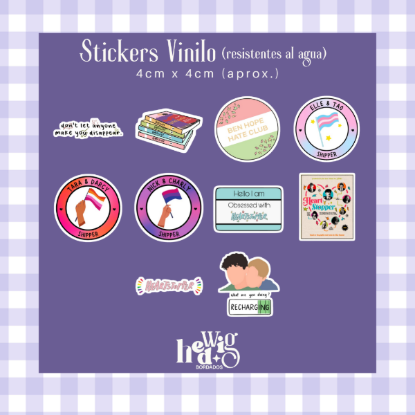 Producto - Pack 10 Stickers Vinilo HEARTSTOPPER #2