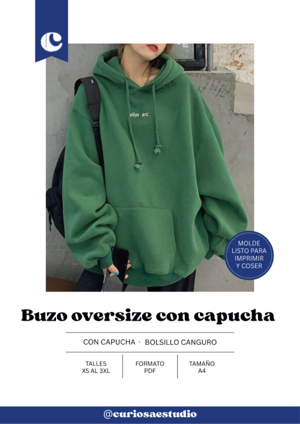 Producto - Buzo oversize canguro - Molde digital - PDF descargable