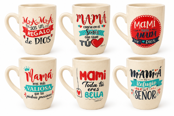 Producto - PROMO x2 Tazas loza jaspeada c/calco color Mamá