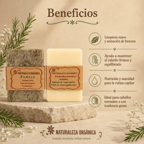 Producto - Champú Sólido de Romero y Acondicionador Sólido - Cuidado Natural de tu Cabello - 1