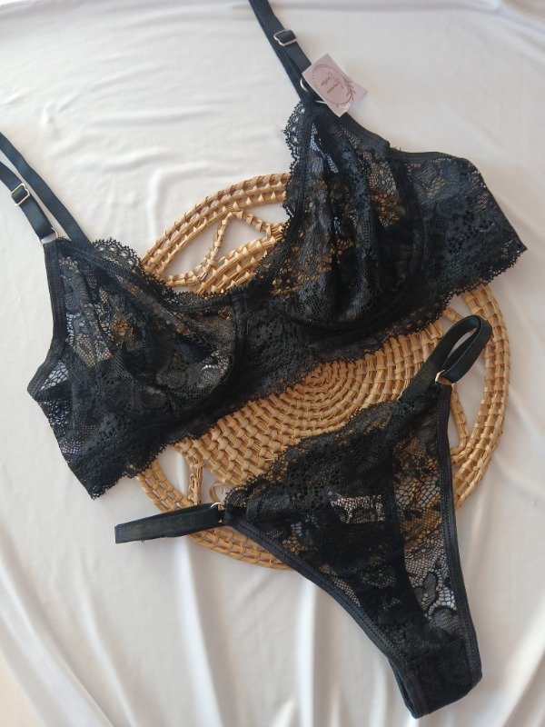 Producto - Conjunto encaje con aro negro T.85