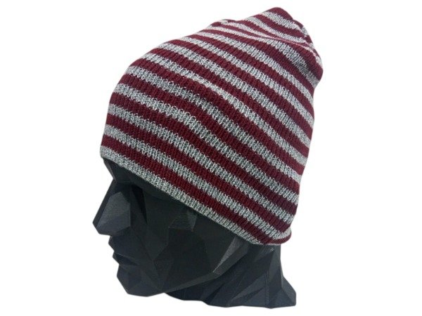 Producto - GORRO Rayado GRI CLARO/BORDO