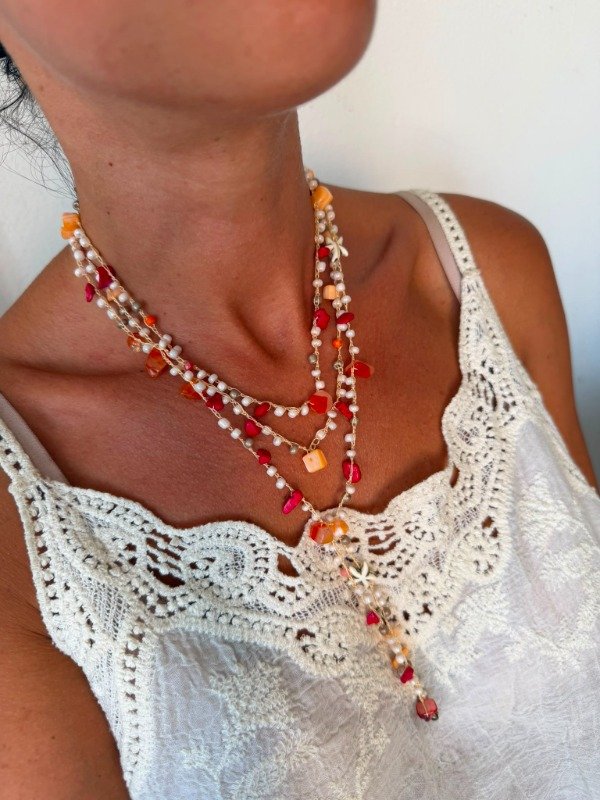 Producto - COLLAR MIL VUELTAS - rojo con naranja