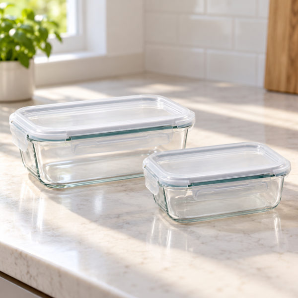 Producto - SET DE 2 RECIPIENTES RIGOLLEAU HERMETICOS RECTANGULARES DE VIDRIO - 2
