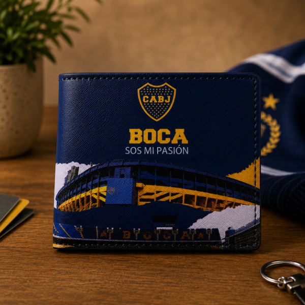 Producto - Billetera Eco Cuero Boca Juniors Diseño Estadio