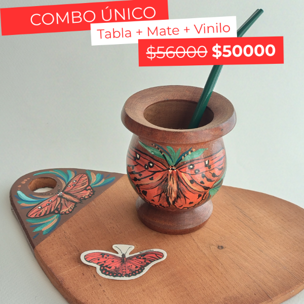 Producto - Combo Mate y tabla Mariposa Espejitos