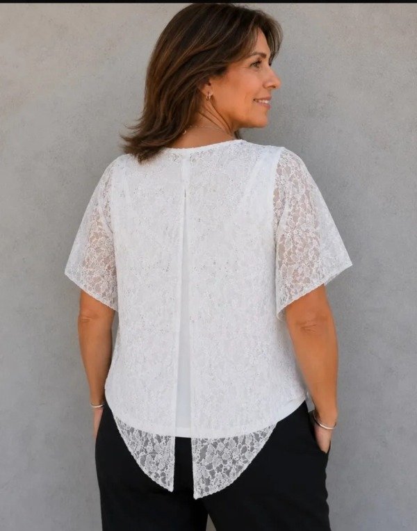 Producto - Blusa de Encaje con Manga punta pico Señora - 5