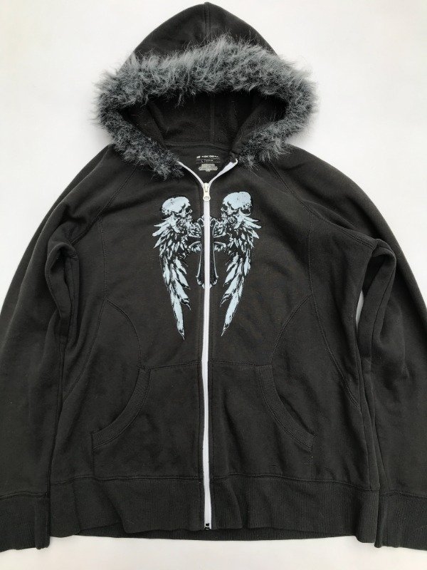 Producto - Fur graphic zip Angel skull wings NUEVA! - 1