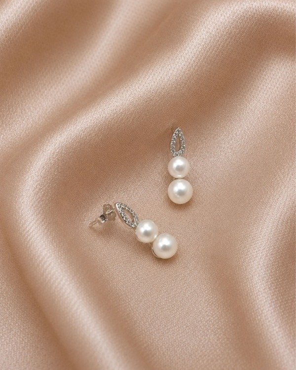 Producto - Aros de Plata doble Perla - 0