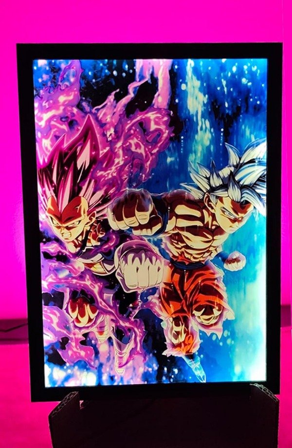Producto - CUADRO RETROILUMINADO CON LED GOKU Y VEGETA (ULTRA EGO E INSTINTO DBS)