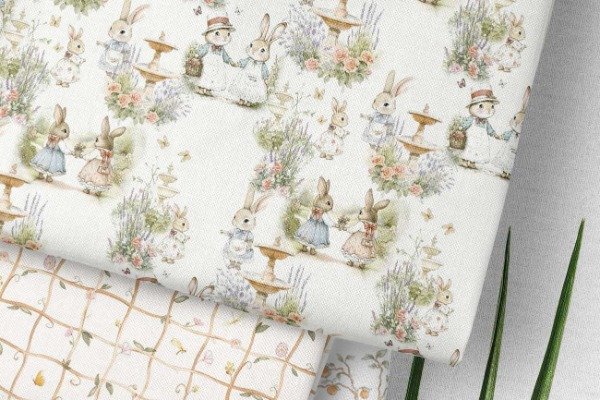 Producto - Set de Telas Conejitos en la Fuente