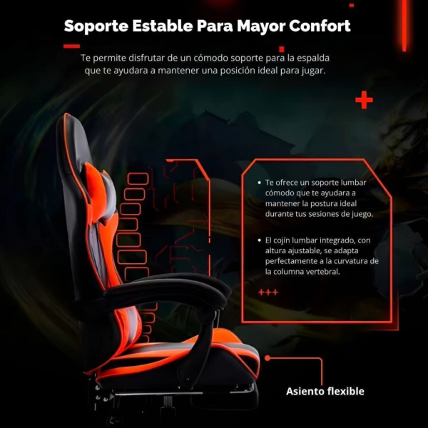 Producto - Silla gamer -apoyabrazos acolchonados -5 ruedas -respaldo alto - NH-GC1000 - 7