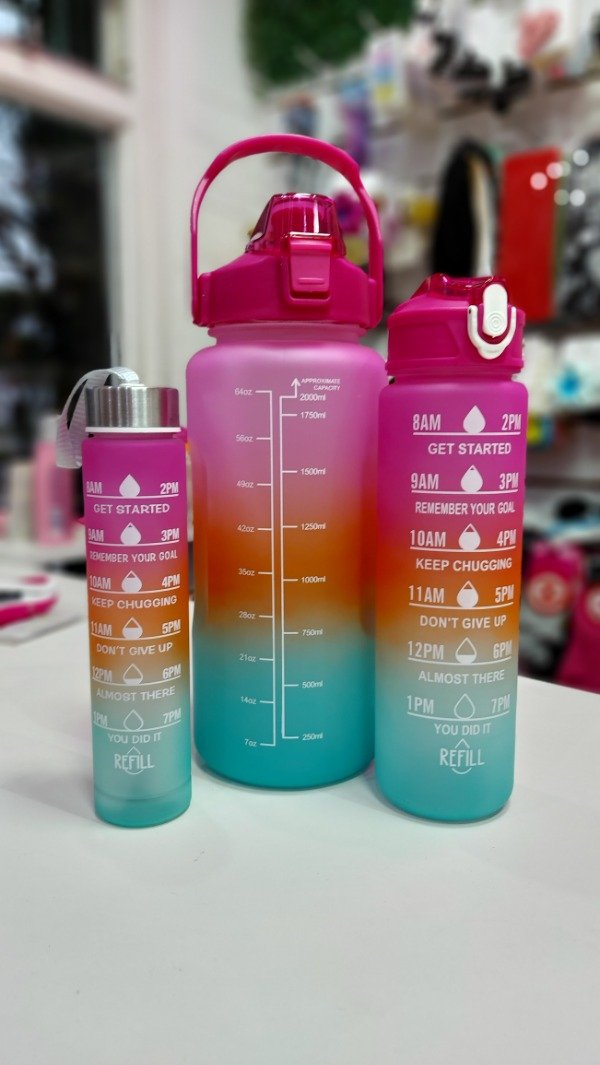Producto - Set x3 Botella Motivacional (tricolor)