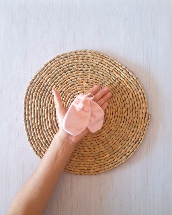 Producto - Manopla de Algodón con Lazo Rosa Claro