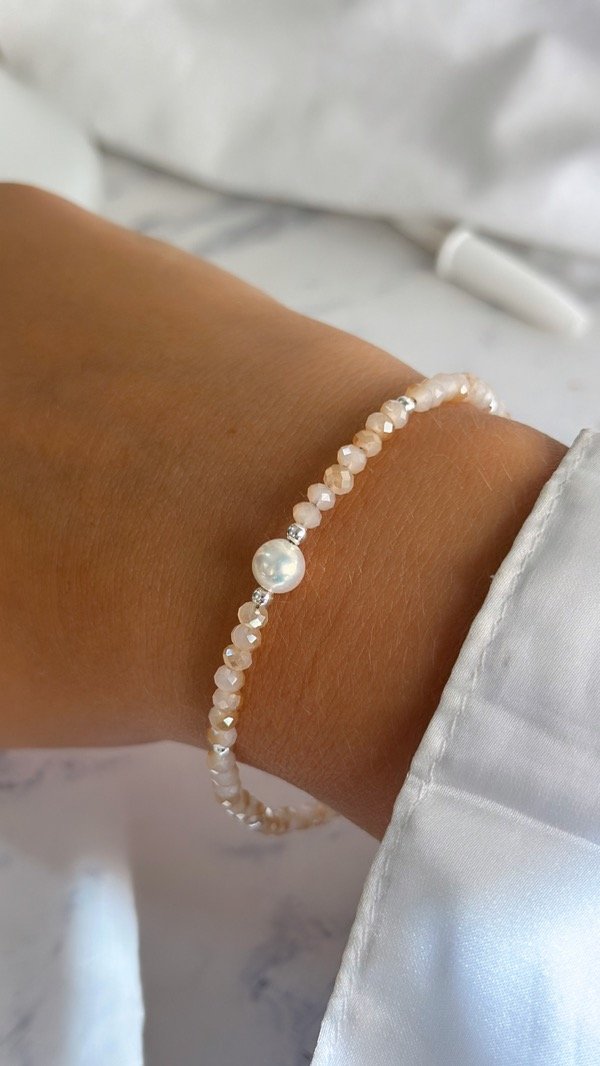 Producto - PULSERA CRISTALES C/PERLA CHAMPAGNE