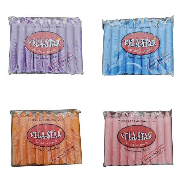 Producto - VELAS CORTAS VELA-STAR DE COLORES x9u