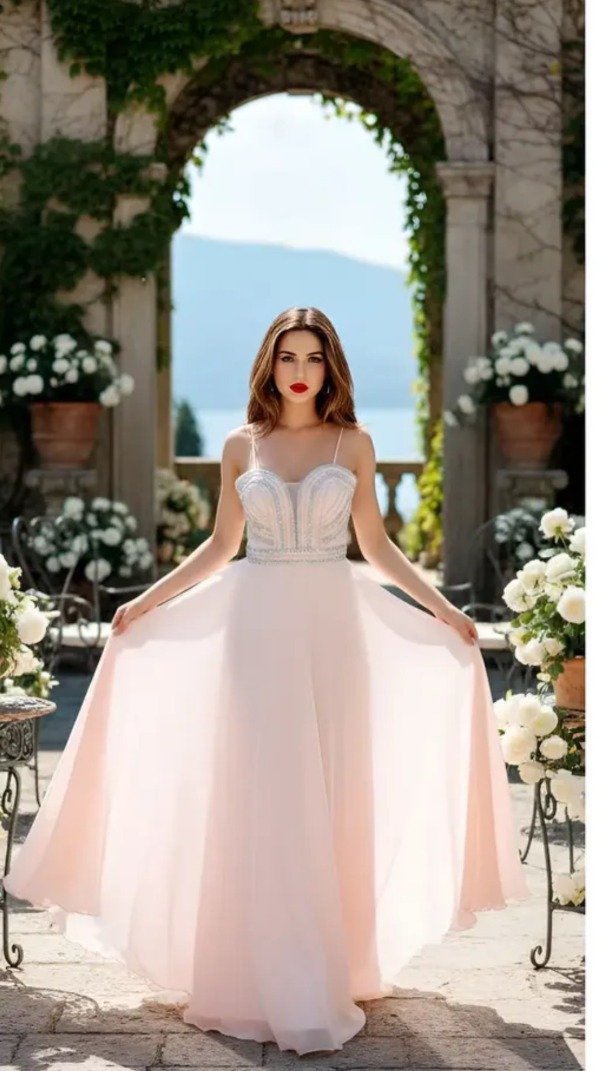 Vestido de ensueño con escote corazón y brillo — imagen 4