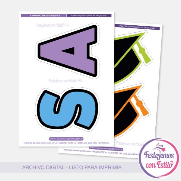 Producto - Banderin Letras Imprimible Egresados Colores - 1