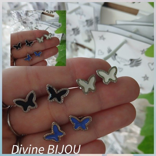 Producto - Aros Mariposas esmaltados acero