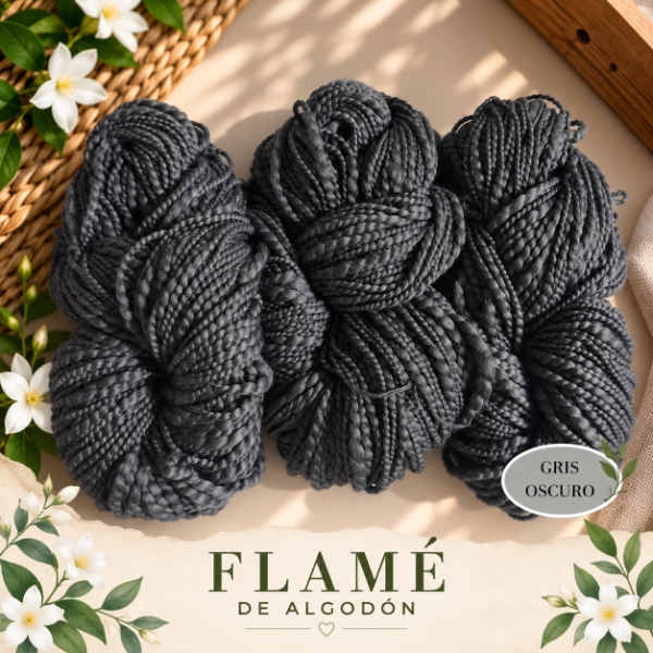Producto - Combo Flame de Algodon Gris Oscuro (3 madejas)