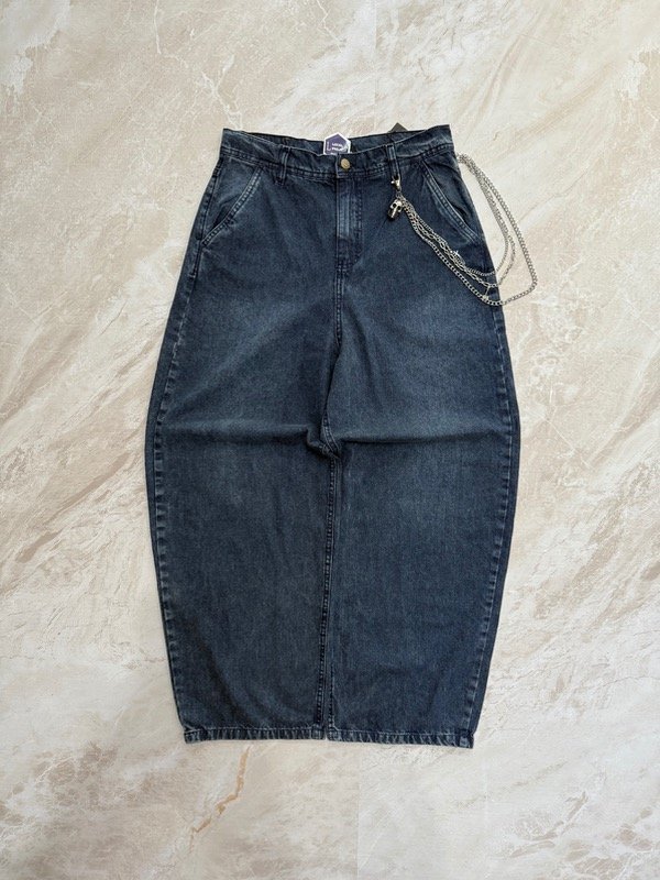 Producto - Jean Baggy Liso azul con cadenas