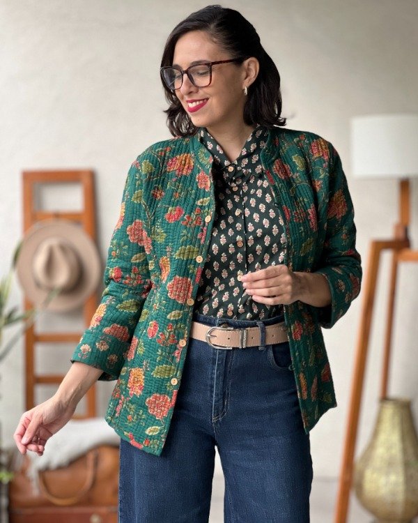 Producto - Chaqueta Hindi Verde Ingles y Coral S/M y L/XL